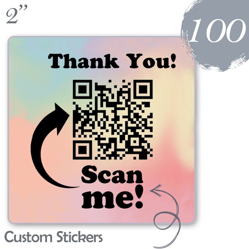 100 Thank you QR Stickers Thermal Glossy